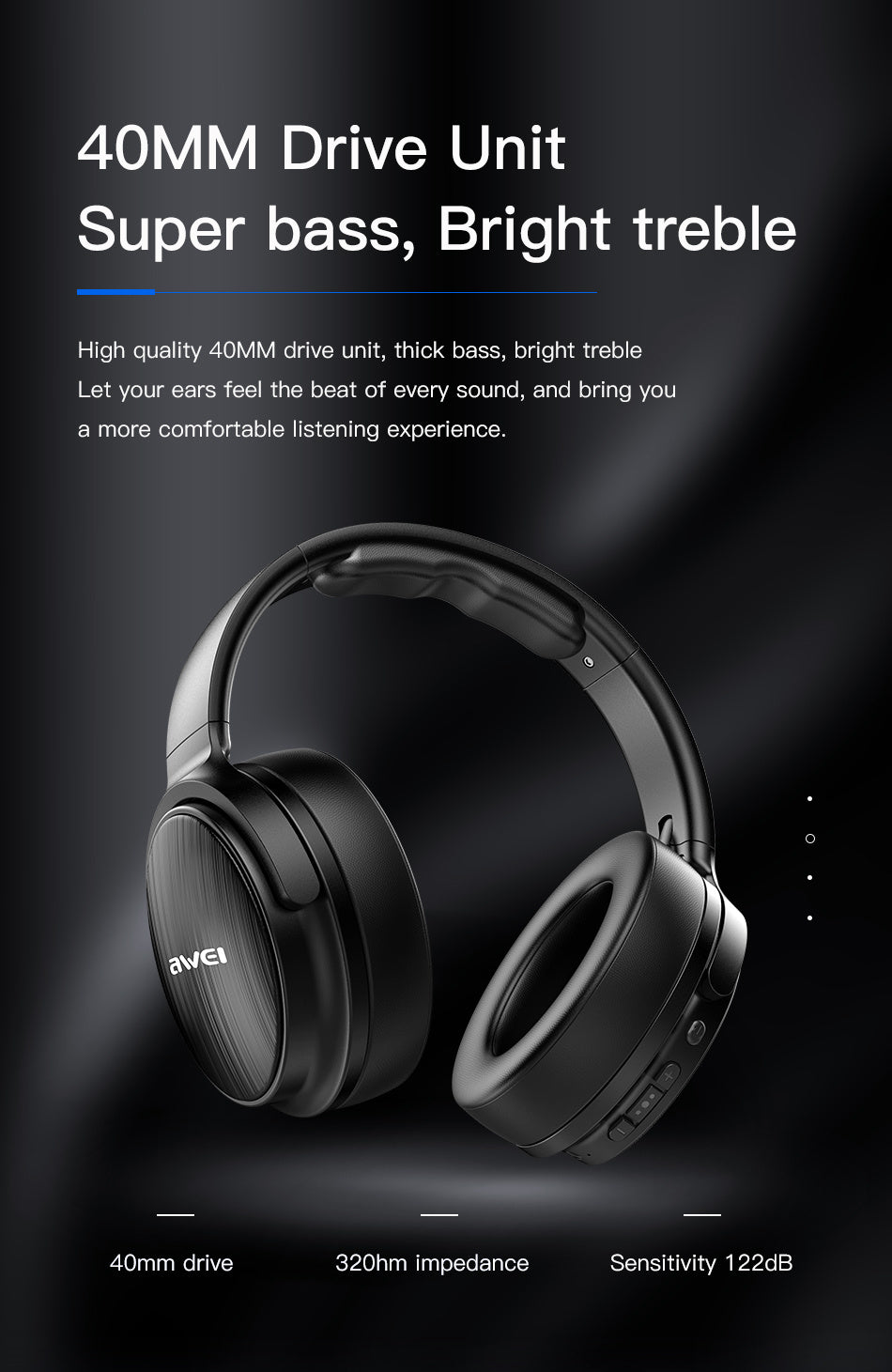 AWEI Kabelloses Bluetooth Stereo Headset – Wireless Kopfhörer mit klarem Sound & komfortablem Design