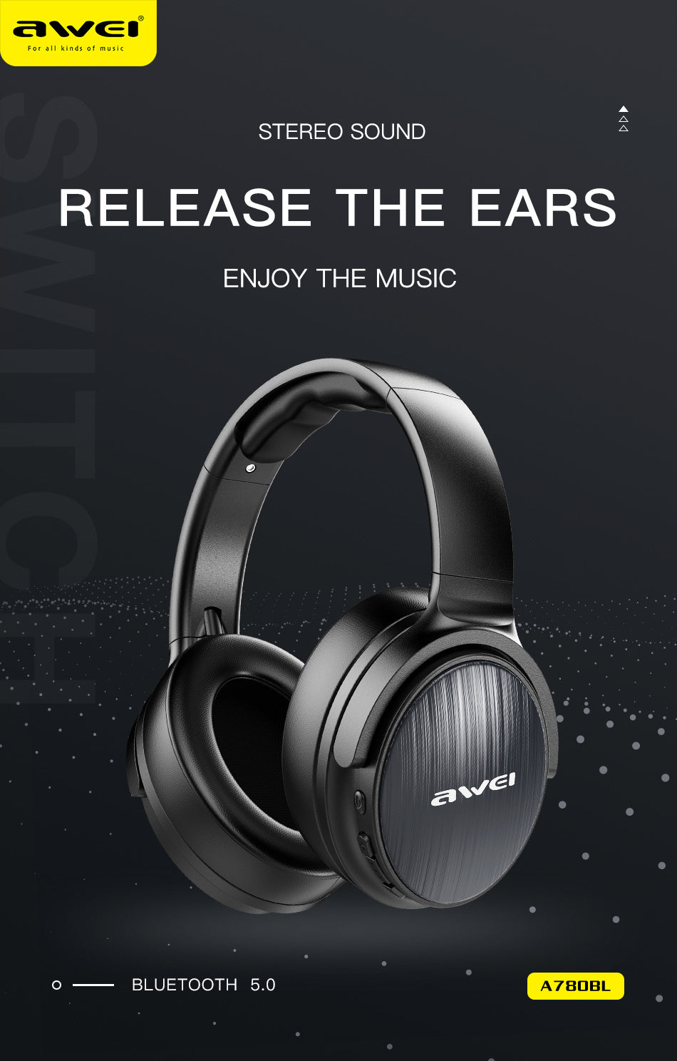 AWEI Kabelloses Bluetooth Stereo Headset – Wireless Kopfhörer mit klarem Sound & komfortablem Design