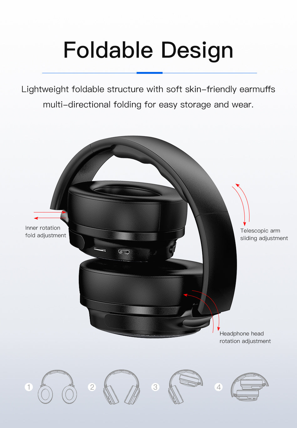 AWEI Kabelloses Bluetooth Stereo Headset – Wireless Kopfhörer mit klarem Sound & komfortablem Design