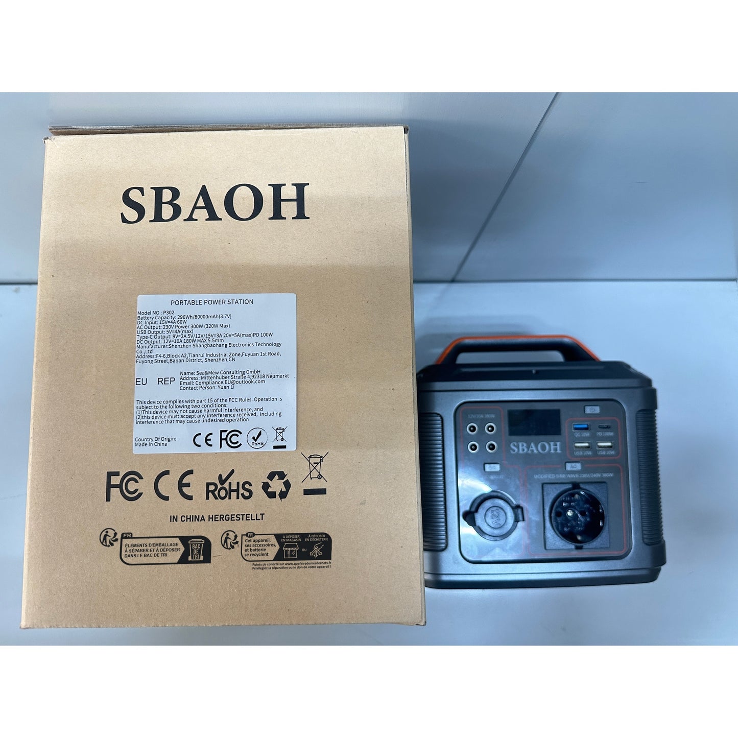 SBAOH Portable Power Station 300W (mit Lader) – Solar Generator 296Wh (80.000mAh) | Tragbare Powerbank & Notstromversorgung