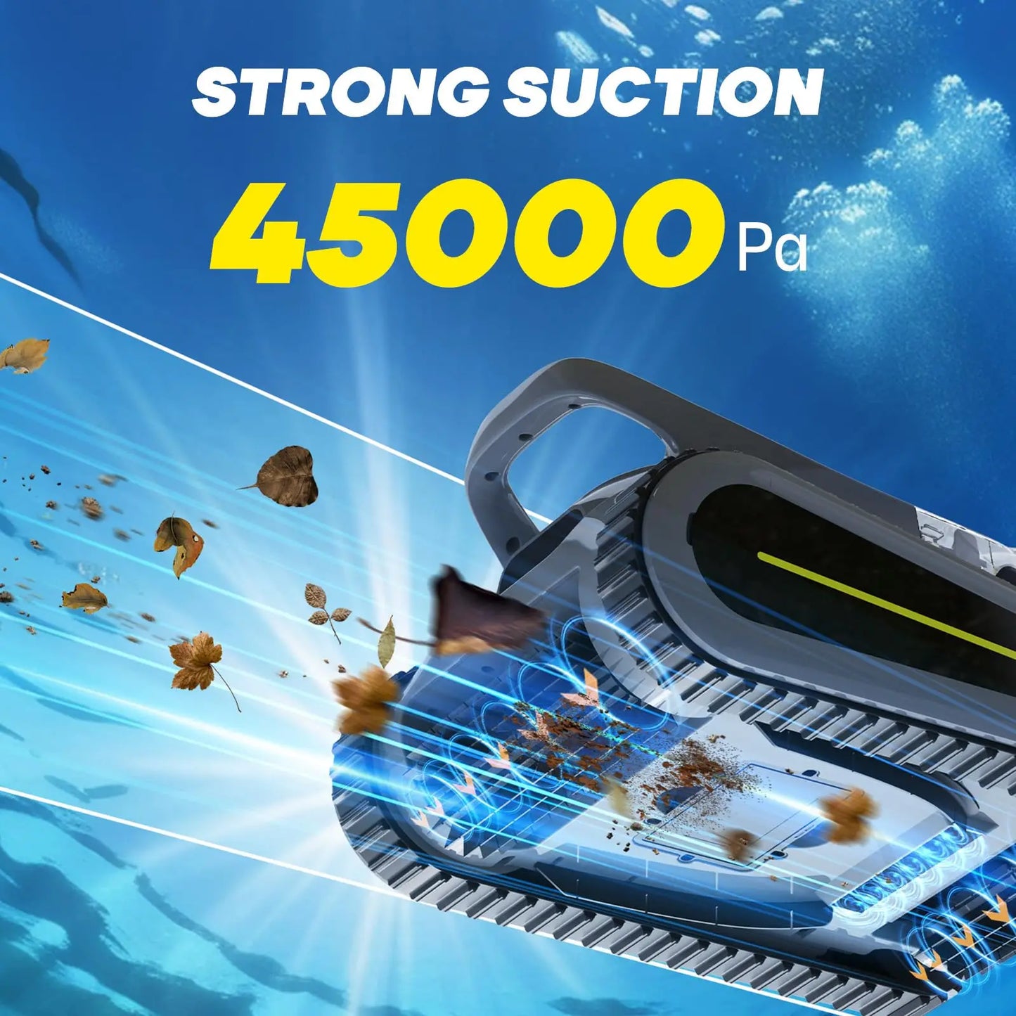 Seauto Crab Pro Robotic Pool Vacuum, 45,000Pa Powerful Suction, Wall-Climbing, Suitable for Walls and Floors of 2200 Square Feet