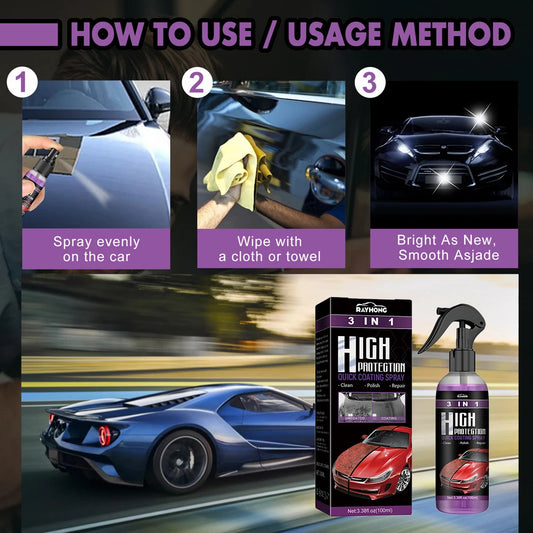 3-in-1 Auto Nano Keramikbeschichtung Spray – 30/100ml Versiegelung, Politur & Wachs für Lackschutz & Glanz