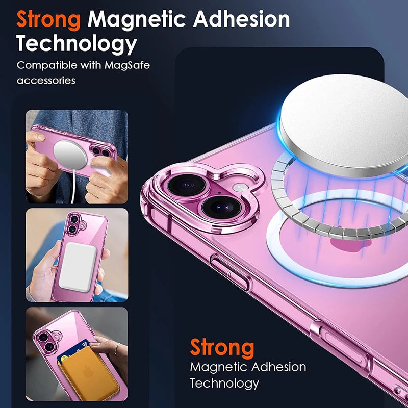 Luxury Magnetic Magsafe Hülle – Transparentes iPhone Case mit Wireless Charging für iPhone 11–17 Pro Max/Plus/Mini