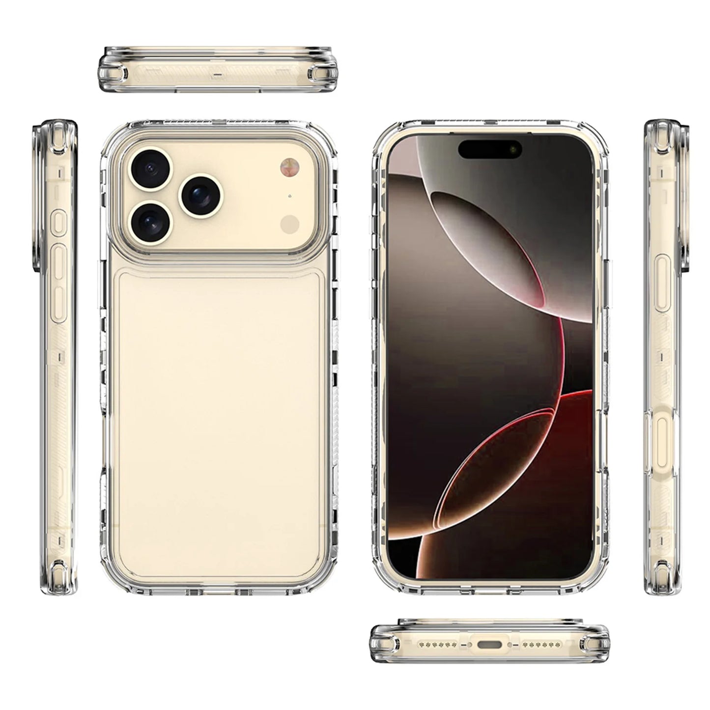 3-in-1 Rugged Armor Schutzhülle für iPhone 11–17 Pro Max/Plus/Air – Stoßfestes TPU & Kunststoff Case mit transparentem Cover
