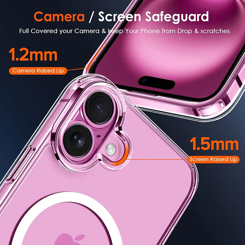 Luxury Magnetic Magsafe Hülle – Transparentes iPhone Case mit Wireless Charging für iPhone 11–17 Pro Max/Plus/Mini