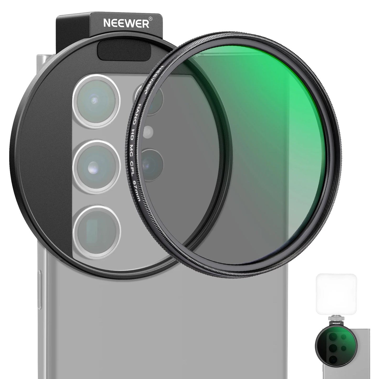 NEEWER 52mm CPL Filter für Smartphone – Clip-On Circular Polarizing Lens für iPhone, Samsung & Android Kameras