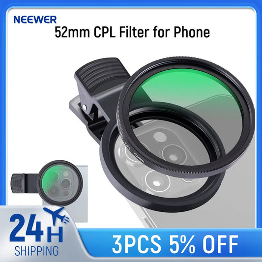 NEEWER 52mm CPL Filter für Smartphone – Clip-On Circular Polarizing Lens für iPhone, Samsung & Android Kameras