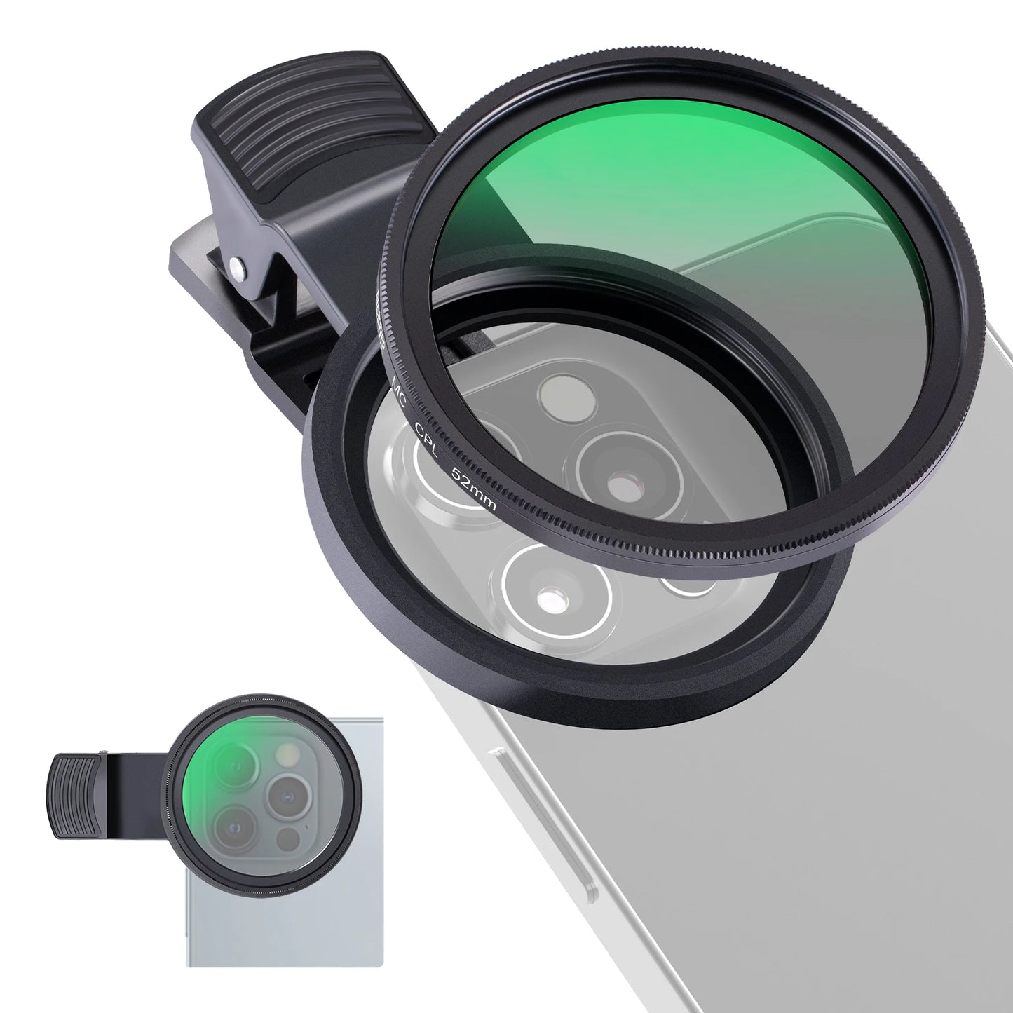 NEEWER 52mm CPL Filter für Smartphone – Clip-On Circular Polarizing Lens für iPhone, Samsung & Android Kameras