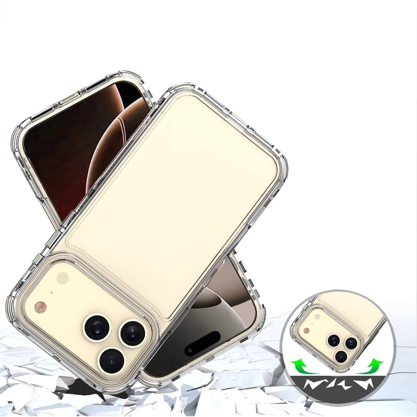 3-in-1 Rugged Armor Schutzhülle für iPhone 11–17 Pro Max/Plus/Air – Stoßfestes TPU & Kunststoff Case mit transparentem Cover