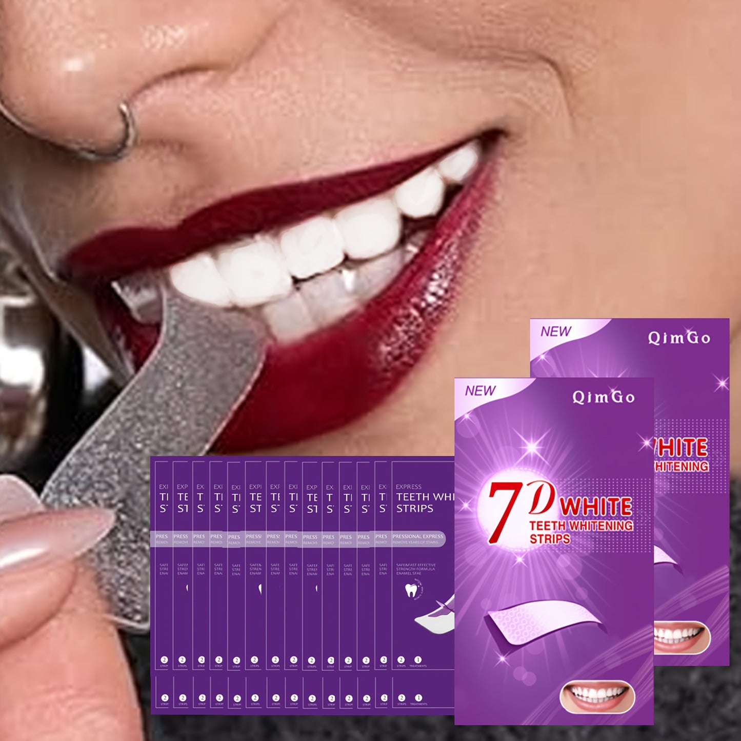 🦷 56 Stück (28 Paare) – 7D Purple Teeth Whitening Strips