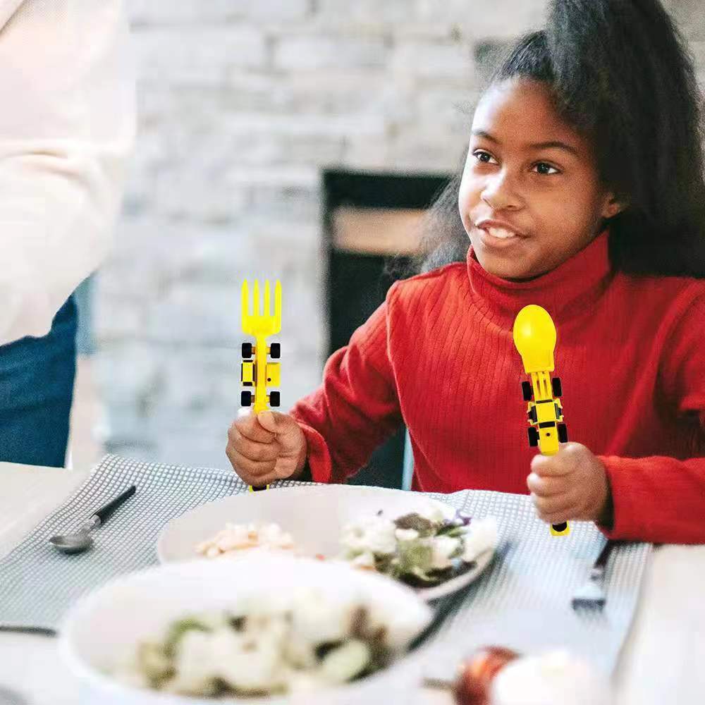 Dinner aktive Kinderbesteck-Set – Bagger-Löffel & lustiges Essbesteck für Kinder