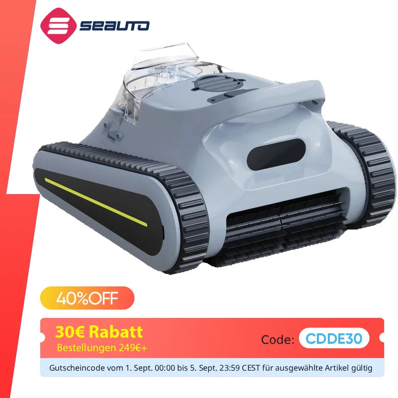 Seauto Crab Pro Robotic Pool Vacuum, 45,000Pa Powerful Suction, Wall-Climbing, Suitable for Walls and Floors of 2200 Square Feet