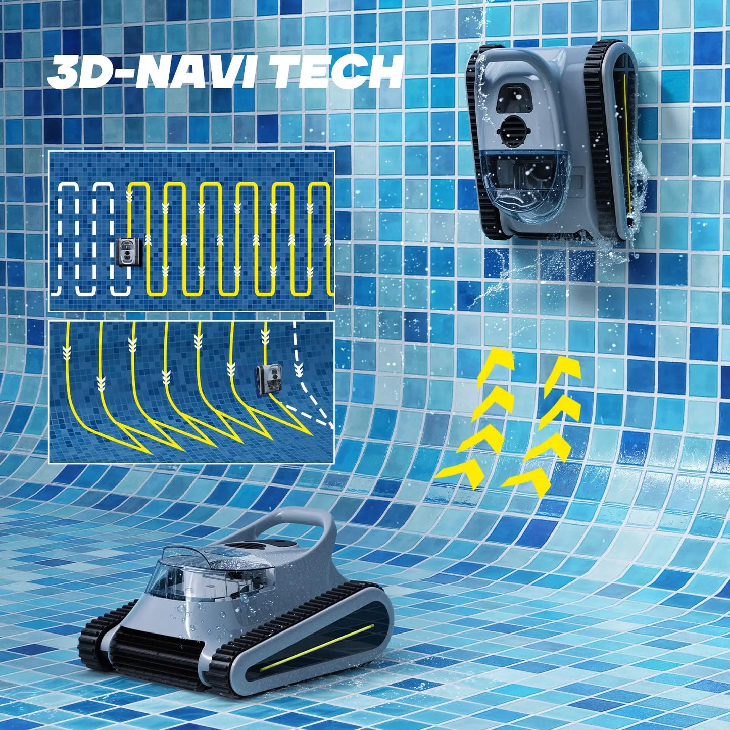 Seauto Crab Pro Robotic Pool Vacuum, 45,000Pa Powerful Suction, Wall-Climbing, Suitable for Walls and Floors of 2200 Square Feet