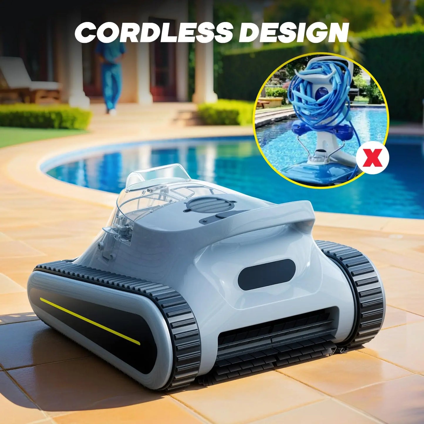 Seauto Crab Pro Robotic Pool Vacuum, 45,000Pa Powerful Suction, Wall-Climbing, Suitable for Walls and Floors of 2200 Square Feet