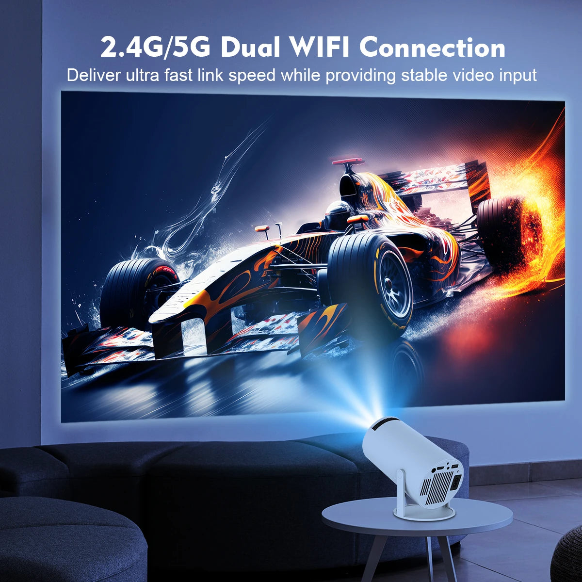(ohne Charger) Magcubic Beamer 4K – Android 11 HY300 Pro | WiFi 6, 260 ANSI, Allwinner H713, BT5.0, 1080P/720P, Tragbarer Outdoor Heimkino-Projektor